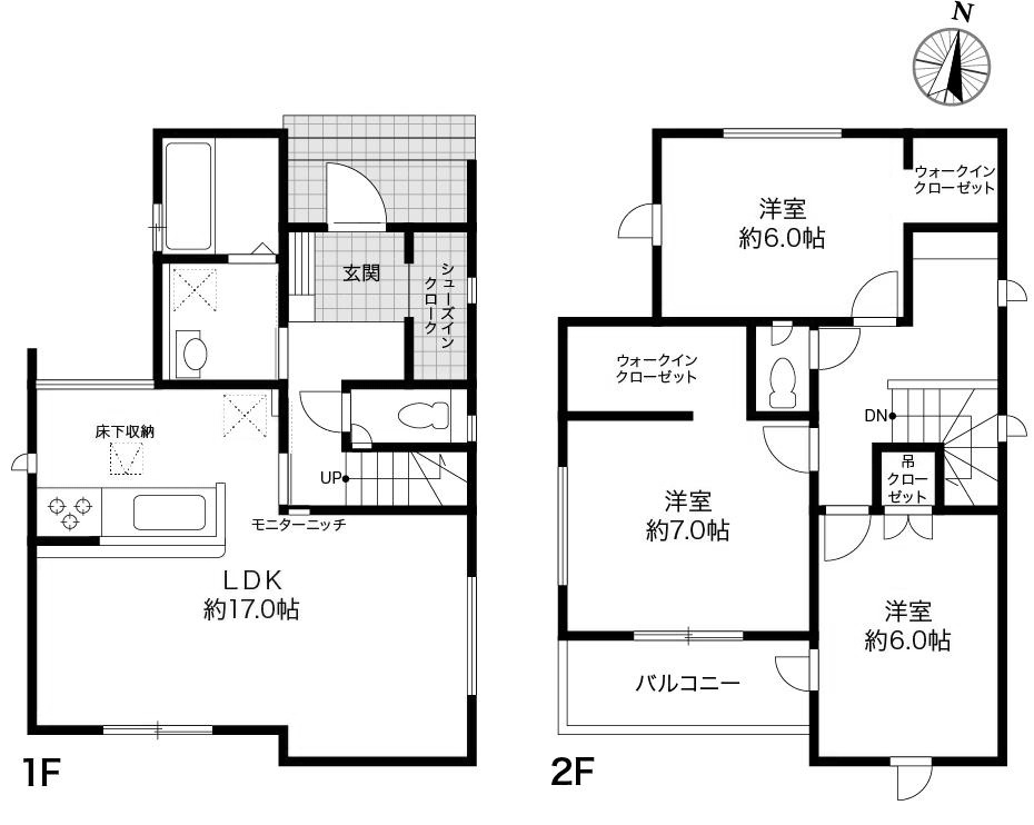 高知市福井東町 -3期2棟1-　新築戸建ての間取り|1号棟
