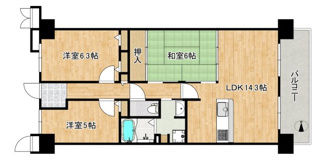 【間取り】 | レックスガーデン堺東 | 【暮らしやすい３ＬＤＫ】子供部屋や趣味のお部屋も作れますね♪