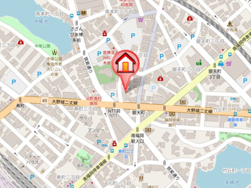 福岡市博多区銀天町１丁目の賃貸マンションの地図