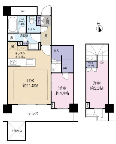 メゾネットタイプの2LDKです。全てが新品の新築住宅です。
