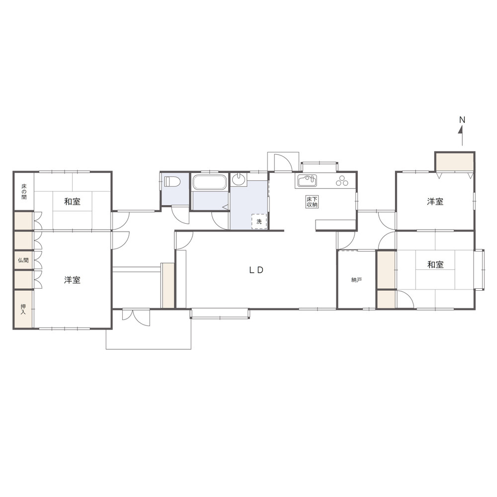 岡山市北区高松原古才戸建の間取り|・間取り図
間取り：4LDK　床面積：131.66㎡