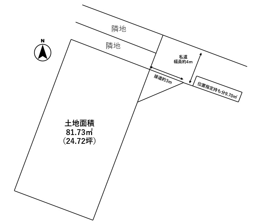 さいたま市桜区桜田土地の区画図|確定測量済みなので建築プランが立てやすい、更地なので建築後のイメージも想像しやすいです
