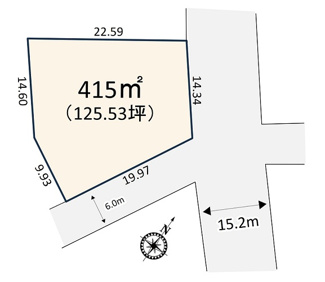 【外観】 | 熊谷市万平町　建築条件なし売地　角地 125坪