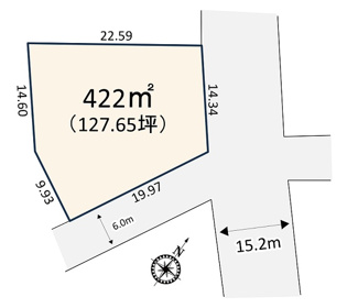 【土地図】 | 熊谷市万平町　建築条件なし売地　角地 127坪