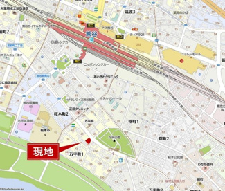 【地図】 | 熊谷市万平町　建築条件なし売地　角地 127坪