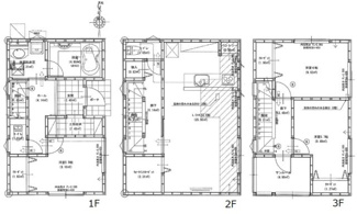 【間取り】 | 中区江波二本松2丁目（江波電停）全3区画　C号棟 | 3階建・広々リビング15.6帖・ファミリータイプ3LDK♪