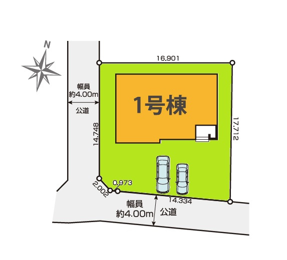 Grace　水戸市見和　1期 　限定1棟！の区画図|開放的な角地、南道路で日当たり良好！気になる他の物件と合わせての現地ご案内も可能です。HPから、またお電話でも、お気軽にお問い合わせください。

