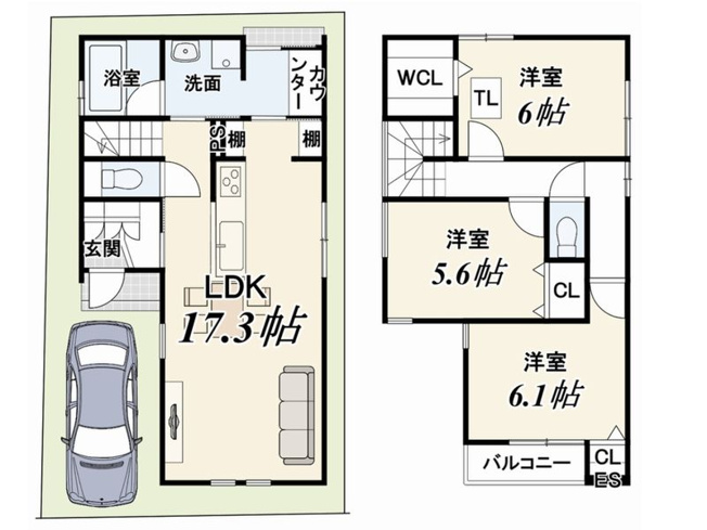 【間取り】 | 山科区音羽稲芝　新築戸建