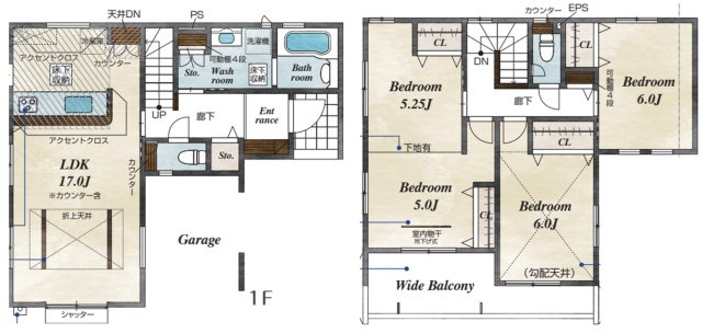 【間取り】 | 桶川市北1丁目7期　新築戸建　全1棟　1号棟