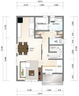【参考プラン】 | 宇治市折居台1丁目　2区画B号地　売土地　建築条件付き | 【1階】自由設計になりますので設計士と直接お話していただきオンリーワンのおうちづくりが可能です！需要の多いランドリールームも実現可能です。一緒に楽しくお家づくりをしていきましょう！