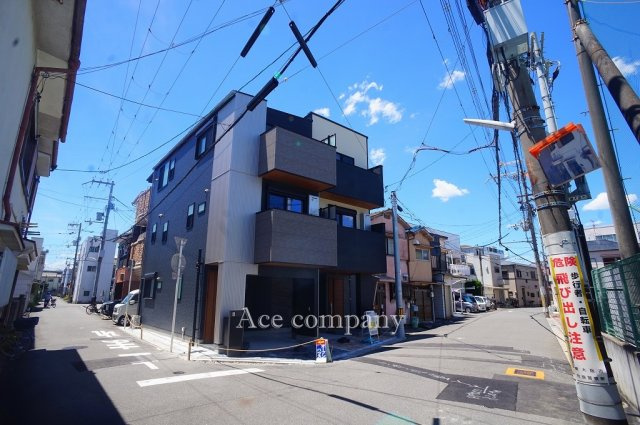 【前面道路含む現地写真】 | 東大阪市中小阪1丁目　【1号地/全2区画】 | 開放感のある角地！【前面道路：東側幅員4.1ｍ×北側幅員6.4ｍ☆】