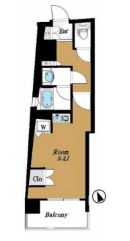 ダイナシティ三軒茶屋　礼金０　分譲賃貸　南西角部屋　駅近の間取り