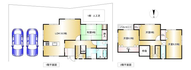奈良市押熊町の間取り|4LDK　土地面積：251.04㎡　建物面積：109.30㎡　駐車スペース2台