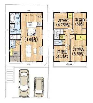【その他】 | 伏見区醍醐古道町　新築戸建 | ②号地《土地面積：110.72㎡　建物面積：87.77㎡　価格：3698万》