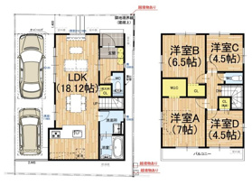城陽市平川西六反　新築戸建の画像