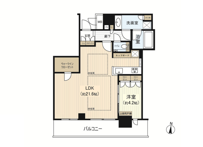 【間取り】 | ブランズタワー梅田Ｎｏｒｔｈ | 南向きの１LDK！室内　大変キレイにお使いです♪