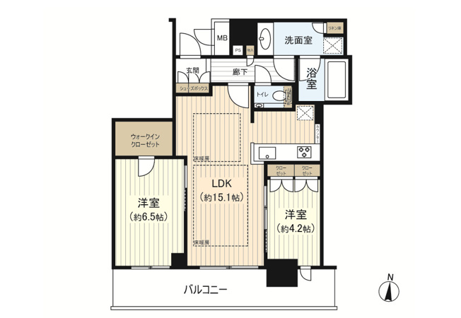 【間取り】 | ブランズタワー梅田Ｎｏｒｔｈ | 南向きの2LDK！室内　室内改装後渡しです♪