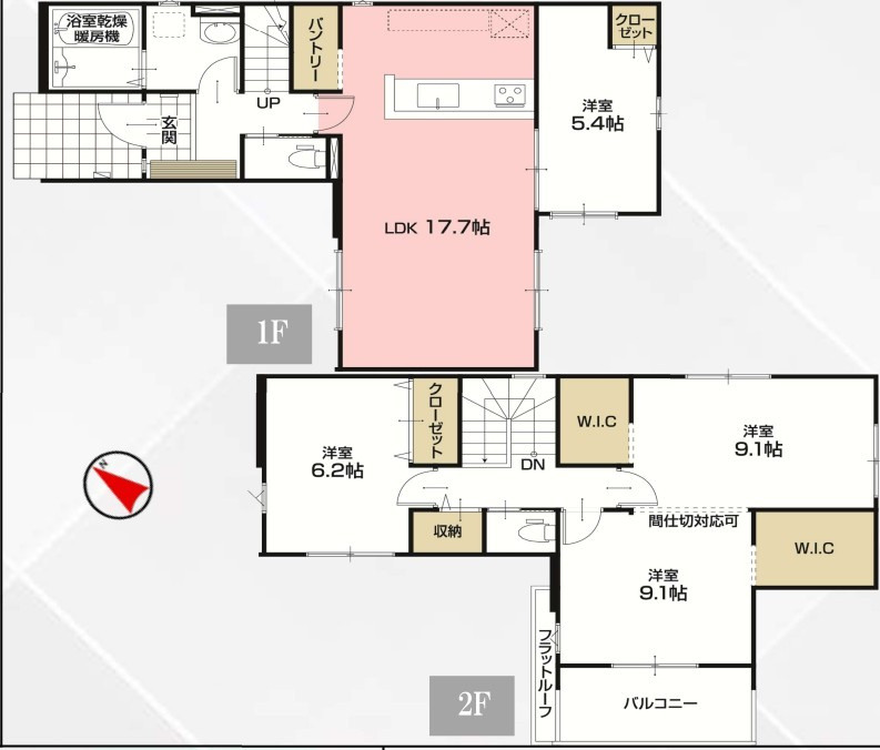 守谷市松ケ丘5期　新築戸建　２号棟の間取り|間取り図です♪
実際の空間の広さや陽当たり、風通しなどは現地でご確認できます♪