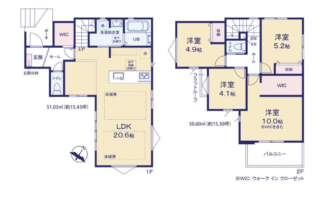 福岡市東区松香台1丁目第3-1棟（1号棟）の区画図|配置図（1号棟）