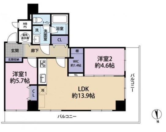 【間取り】 | ★仲介手数料半額★ライオンズステーションプラザ半蔵門（角住戸・二面採光）