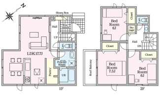 【間取り】 | 佐伯区屋代2（山陽女学園駅）　全２区画　NO1 | 17.7帖リビング☆2階3部屋☆ファミリータイプ3LDK☆パントリー
