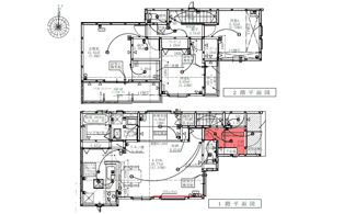 【間取り】 | 佐伯区五日市中央3（楽々園駅徒歩10分！）全5区画　NO5 | ☆全居室が南向きのファミリータイプ3LDK＋タタミコーナー☆クローゼット☆ウォークインクローゼット☆シューズインクローゼット☆納戸☆収納充実南向きプラン