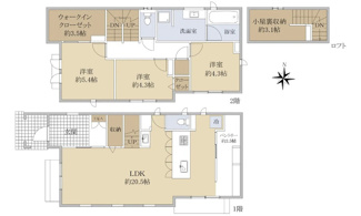 【間取り】 | 佐伯区海老園2（五日市駅）【築浅・中古住宅】 | 20.5帖リビング☆２階３部屋☆ファミリータイプ3LDK☆クローゼット☆ウォークインクローゼット☆パントリー☆☆小屋根裏収納