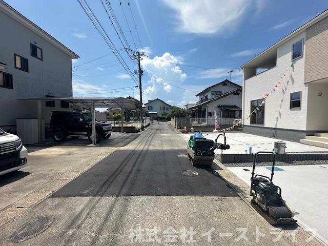 【新築戸建】　いわき市平下神谷第7　全4棟　【長期優良住宅】の前面道路含む現地写真|南側4.5ｍ公道