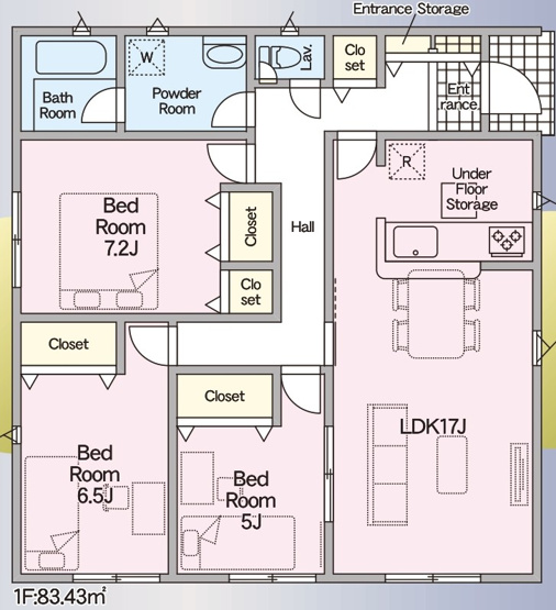 【間取り】 | 赤崎小学校に通える新築平屋　山陽小野田市赤崎２丁目　第２－４号棟　クレイドルガーデン　アーネストワン | お客様のご意見を凝縮した使いやすい間取り
