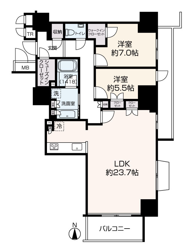 ジオタワー新町の間取り