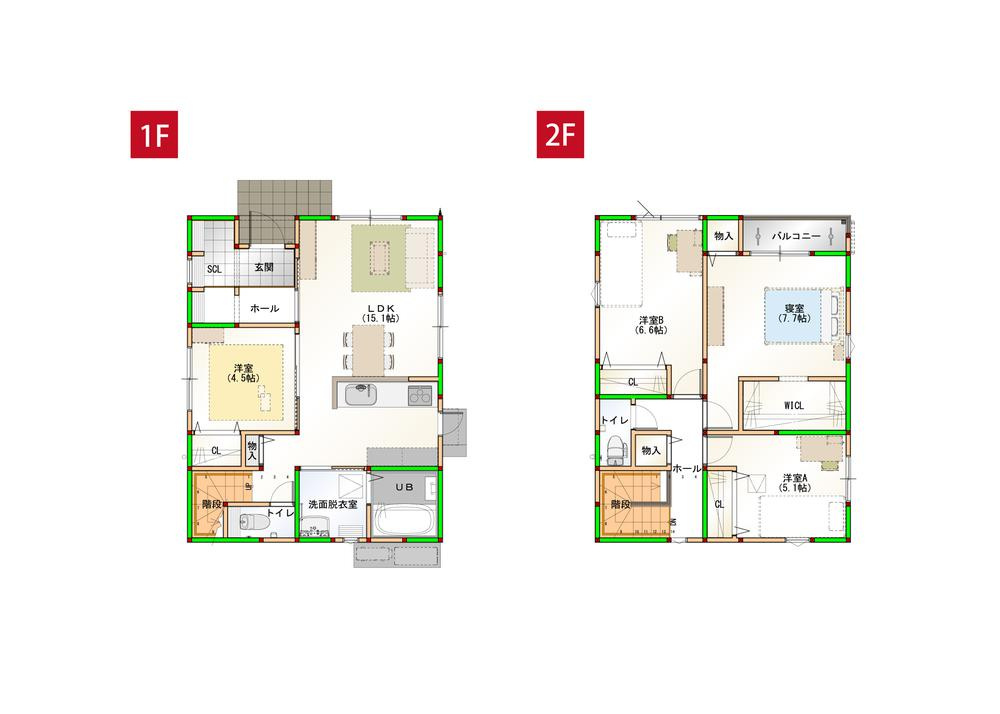 オール電化デザイナーズハウス高松市林町建売④の間取り|こちらの居間で趣味の時間をお楽しみください