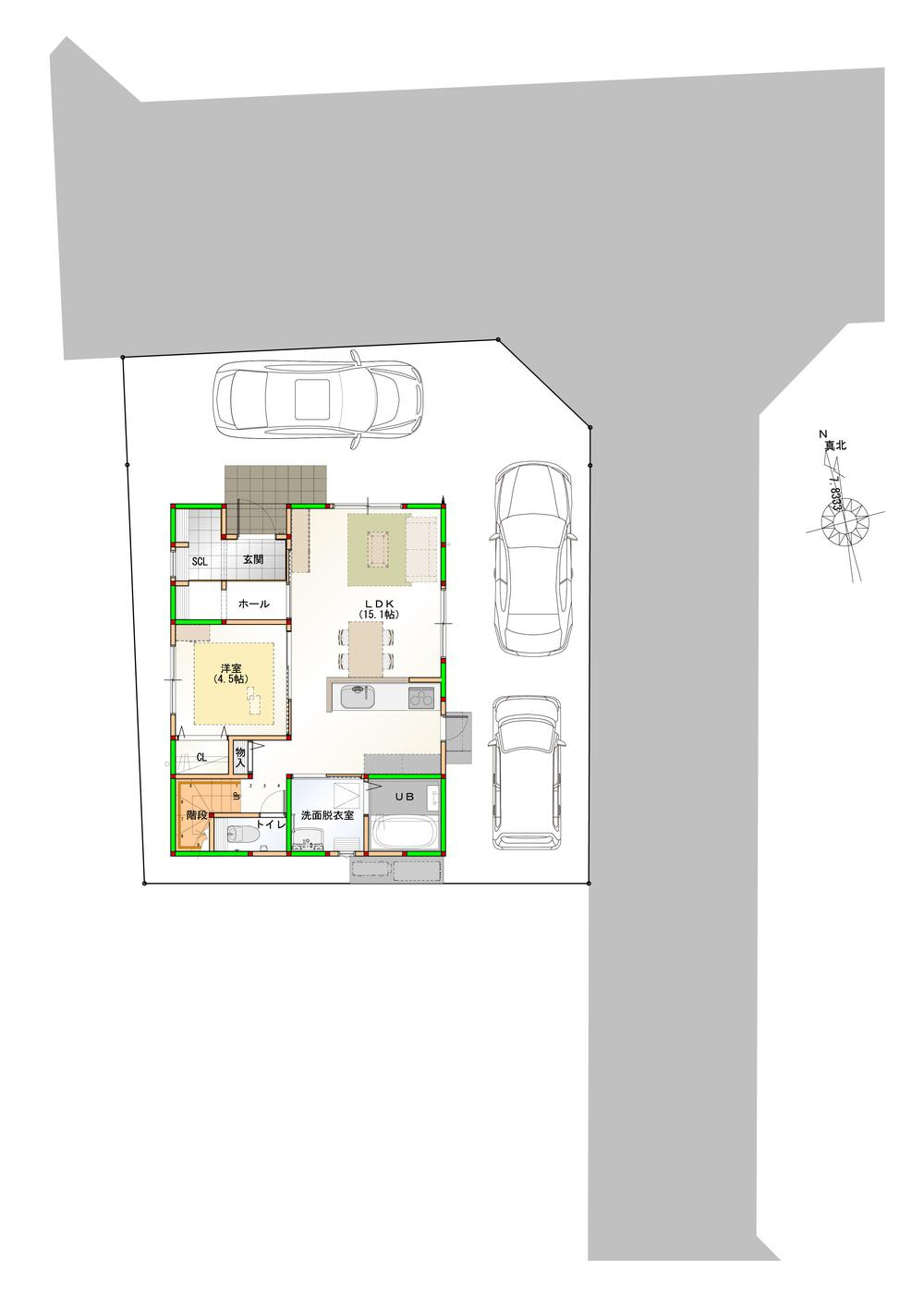 オール電化デザイナーズハウス高松市林町建売④の区画図