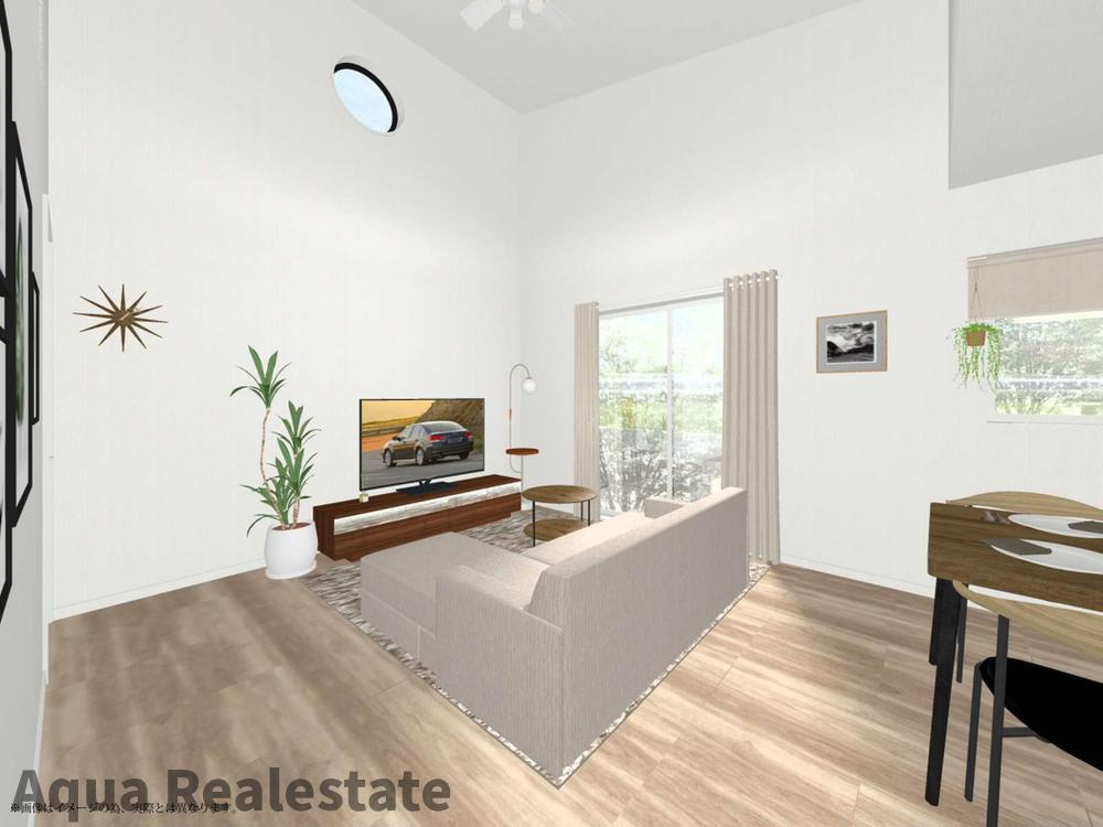 高松市東山崎町の新築一戸建の居間・リビング|おしゃれなリビングです