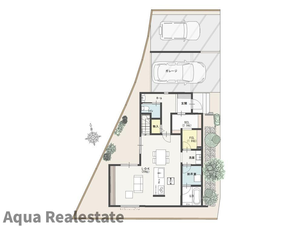 高松市林町の新築一戸建の駐車場