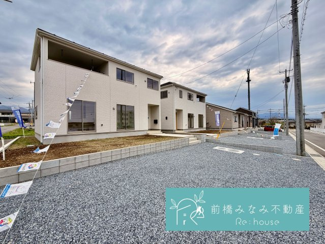 【新築】高崎市箕郷町上芝第８　１号棟(全４棟)　クレイドルガーデン　新築建売分譲の外観|外観は落ち着いています