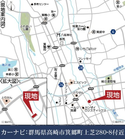 高崎市箕郷町上芝第８　４号棟(全４棟)　クレイドルガーデン　新築建売分譲の地図