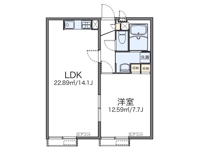 【間取り】 | レオパレス北三国丘 | 代表的な間取のため実際の間取とは異なる場合があります