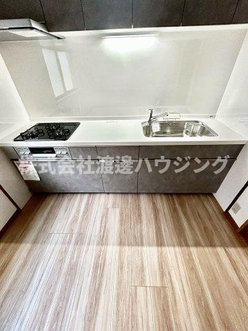 阿倍野区共立通１丁目一戸建のキッチン|３口ガスシステムキッチン（グリル付き）