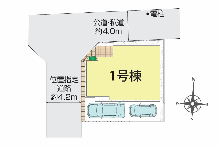 仲介手数料無料　東村山市恩多町1丁目　新築戸建　全1棟　　の区画図