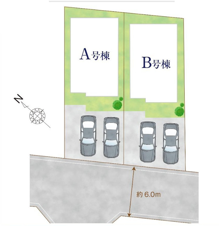 仲介手数料無料ハートフルタウン狭山水野２期　全２棟の区画図