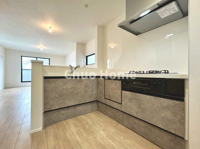 足立区中川5丁目新築分譲住宅のキッチン|収納豊富なシステムキッチン