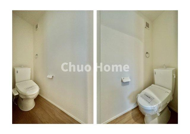 足立区中川5丁目新築分譲住宅のトイレ|【トイレ×2】 温水洗浄便座機能付きトイレ。温水洗浄便座は清潔にお使いいただくための大切なアイテムです。