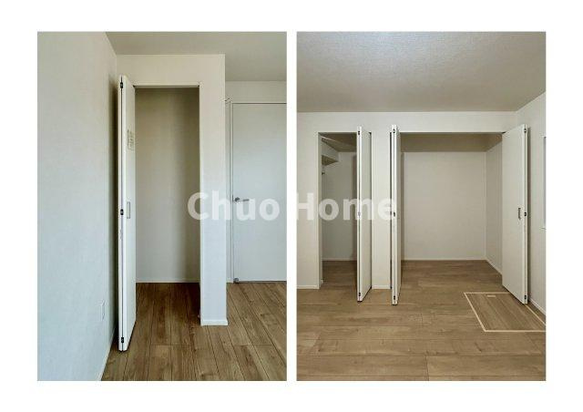 足立区中川5丁目新築分譲住宅の収納|居室にはクローゼットを完備し、自由度の高い家具の配置が叶うシンプルな空間です。お子様の成長と必要になる子供部屋を与えるにはぴったりの間取りですね。