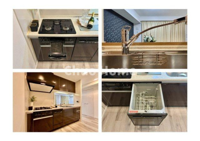 【キッチン】 | リリーベル墨田リバーコースト | 【システムキッチン】ワイドで収納豊富な使い勝手の良いカウンターキッチンには、食洗器や伸縮タイプのキッチン水栓、三ツ口コンロ・魚焼きグリルなどの便利な設備が標準完備されています。