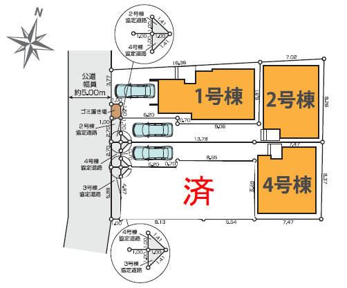 練馬区石神井台8丁目　ZEH水準住宅　全4棟の区画図