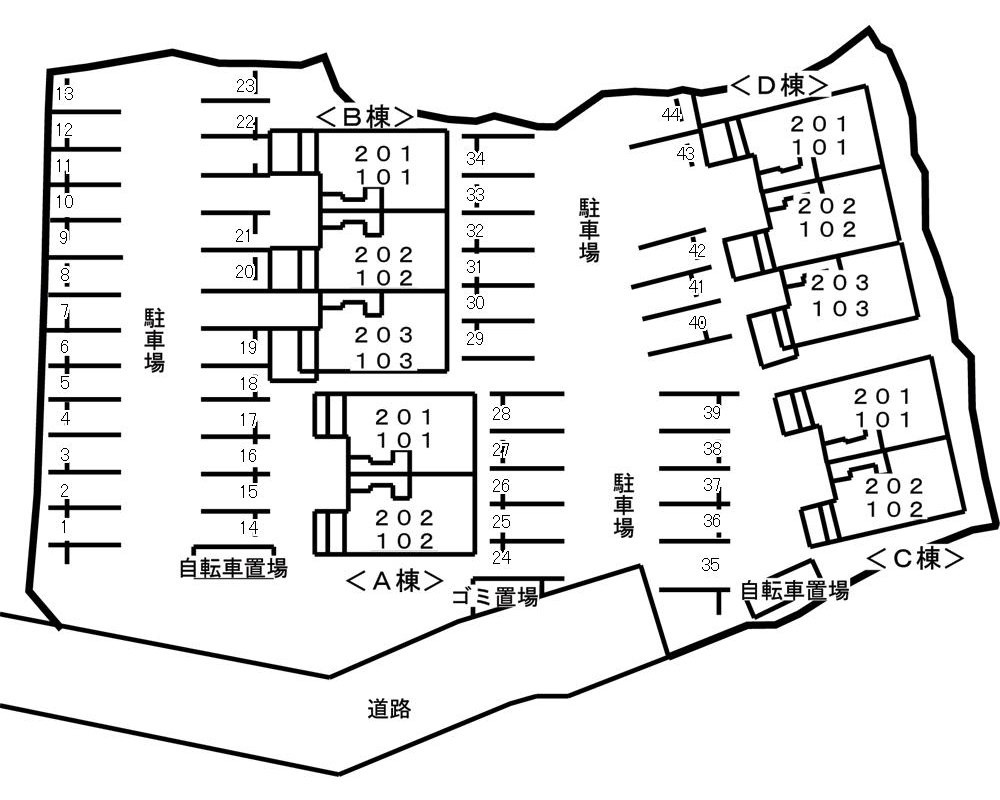 グリーンヒル三城Aの区画図