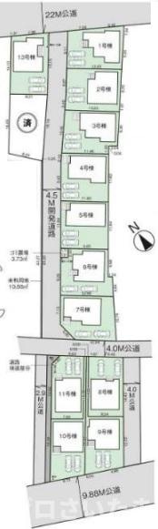 《仲介手数料無料》久喜市久喜東４丁目22-29新築一戸建てグラファーレの区画図