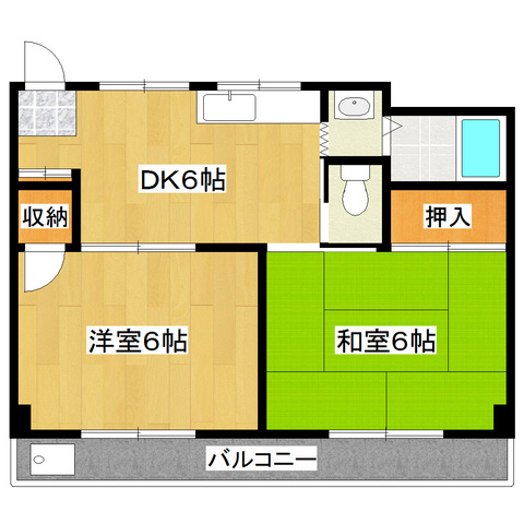 藤ハイツの間取り|バス・トイレ・洗面台独立！