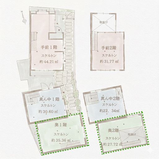 京都東山 みつのわ路地 - ゆったり過ごす京町家の間取り|隠れ家のようなお店が似合う「奥」