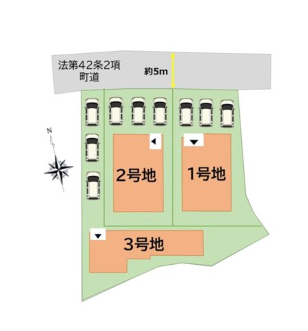 糟屋郡宇美町障子岳2丁目第2-3棟（2号棟）の区画図|配置図(2号棟)